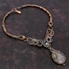 Dinosaur Bone Gemstone Necklace Copper Wire Wrapped Necklace Copper Jewelry Moonstone Necklace Anniversary Gift Handmade Wire Wrap Jewelry