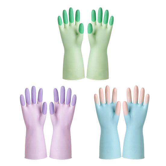 1 Pair Housework Gloves Long-Sleeved Latex Waterproof Cleaning Gloves Tear-Resistant Dishwashing Laundry Dish Gloves