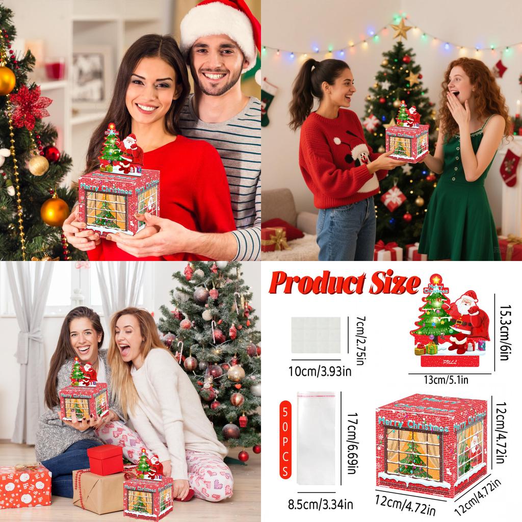 Themed Christmas Santa House Pattern Money Box Gift Box For Gifting Festive