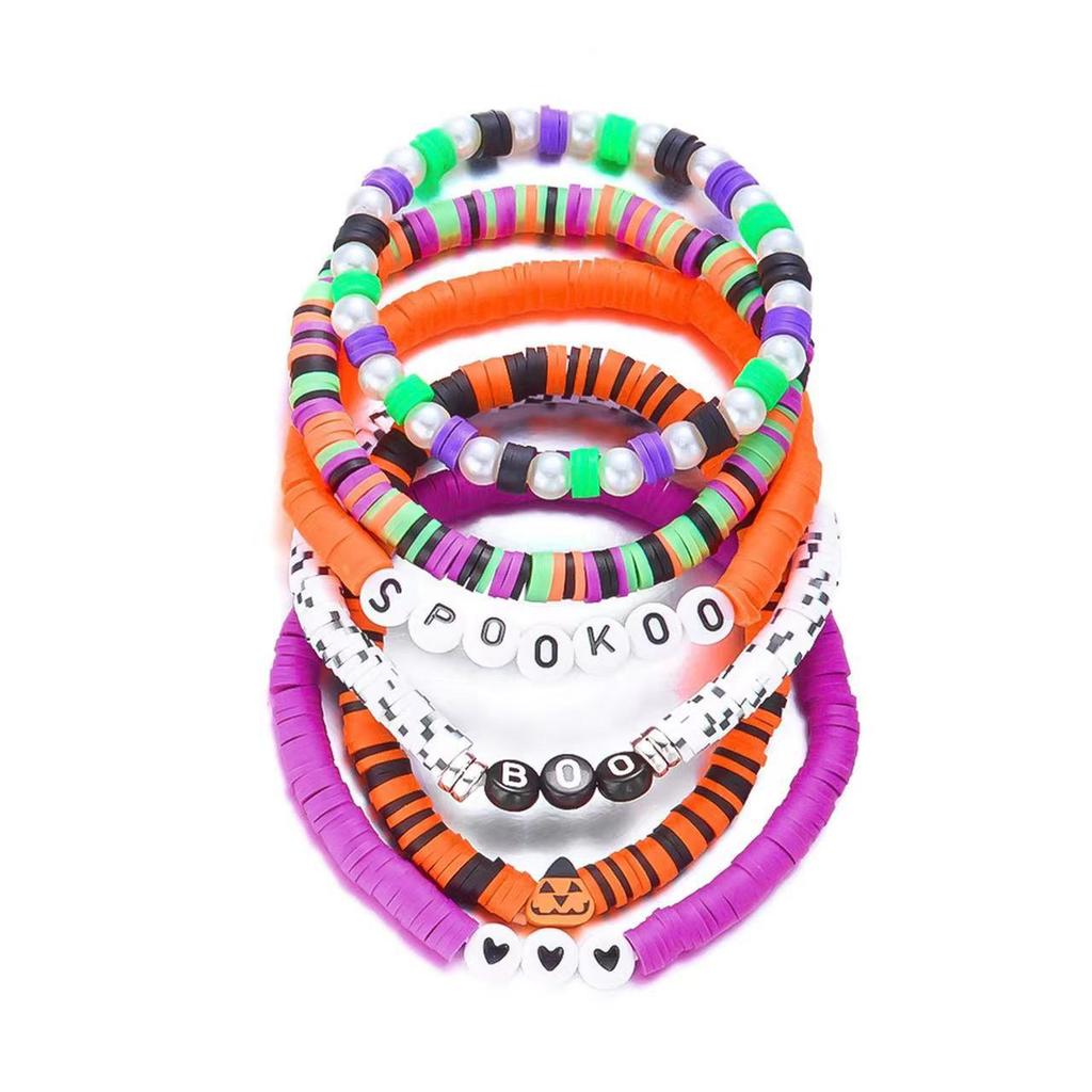 Ensemble de Bracelets Européens Halloween Fantôme Chauve-souris Perles Cristal