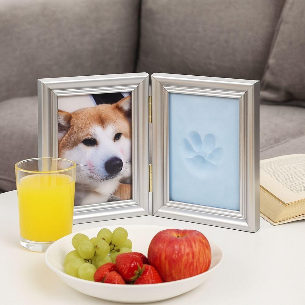 Metal Buckle Paw Print Memorial Frame Foldable Pet Handprint Shadowbox  DIY Craft Project