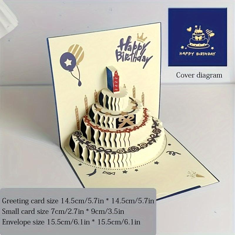3D Happy Birthday Card Christmas Gift Card Birthday Cake Pop-Up Greeting with Envelope Christmas Invitation Cards