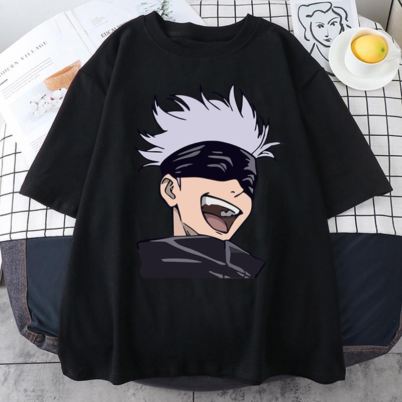 Anime T Shirt Funny Satoru Gojo Graphic Printed Short Sleeve Unisex Casual Personality Round Neck Loose Tees