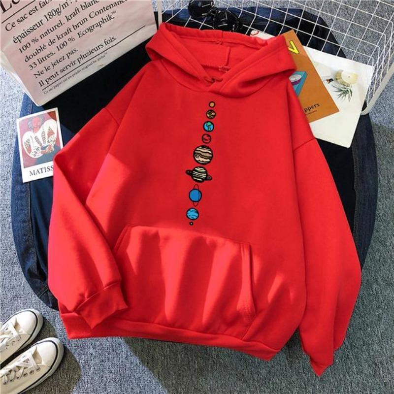 Men's and Women's Long Sleeved Planetary Color Men's Pullover Sweatshirt with Universe Solar System Pattern Sports Shir Men's Sports Hooded Sweatshirt