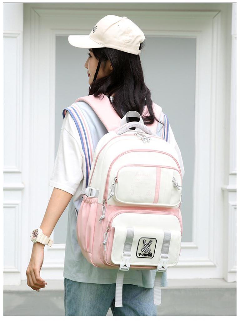 Plyschsydd skolväska för årskurserna 3-6: Lastreducerande, Kontrasterande färger, Söt & Casual design