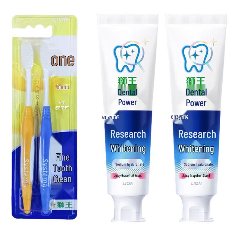 Lion Charcoal Toothbrush & Juicy Grapefruit Whitening Toothpaste Set