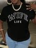 Women's Spring/Summer 2026 Casual WIFE Print Round Neck T-Shirt