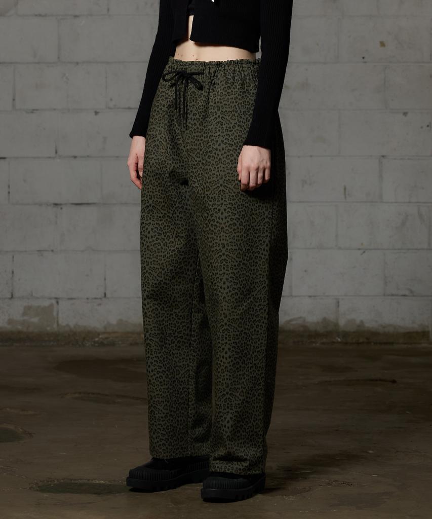Alikim Leopard Wide Pants - Khaki