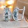 Charm Female Pink Blue Crystal Zircon Stone Hoop Earrings Silver Color Simple Wedding Jewelry For Women