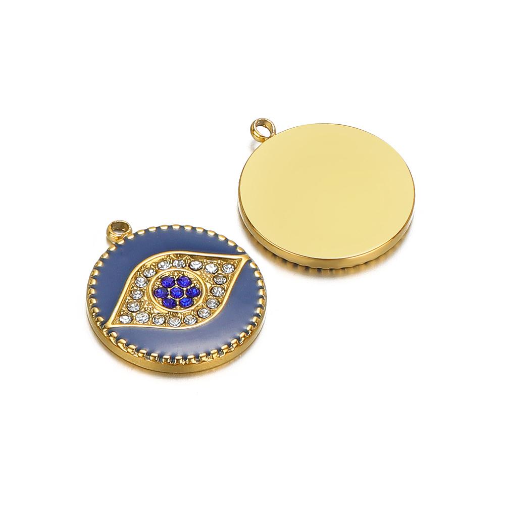 

5pcs Stainless Steel Zircon Lucky Eyes Enamel Charms for DIY Women Sweater Chains Necklace Pendant Jewelry Findings Supplies синий