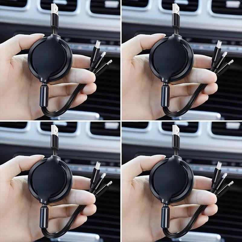 New 2026 Car Sticker 2025 Hot 3 In1 Charging Cable Multi Usb Port Multiple Cord Type C Micro Charger Mobile Phone Wire For Ford