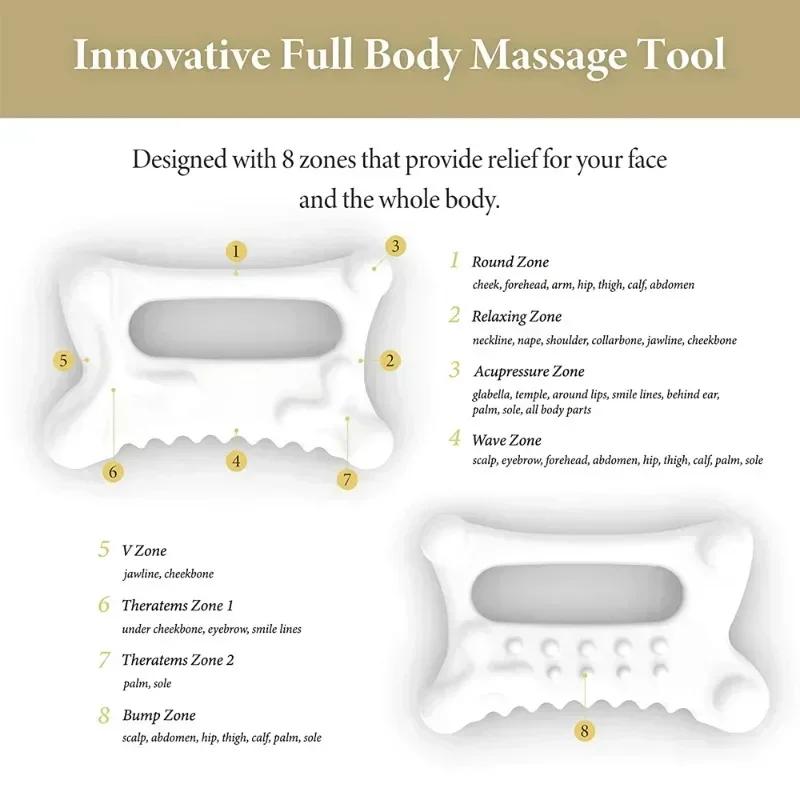 White Ceramic Scraping Board Facial Guasha Handheld Full Body Universal Type Acupoint Massager Lymphatic Face Lift Skin Care