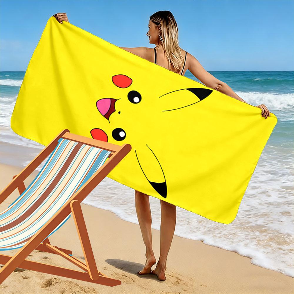 Cute Yellow Character Towel Beach Towel Quick-drying for Travel Outdoor Sports Jogging Beach and Swimming