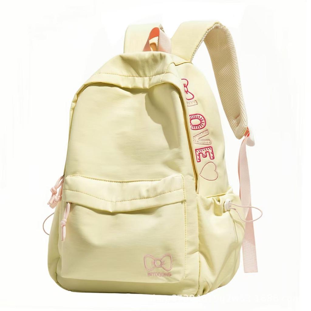 Schoolbag new retro fashion solid color printed backpack junior high school student schoolbag versatile large capacity lightweight travel backpack