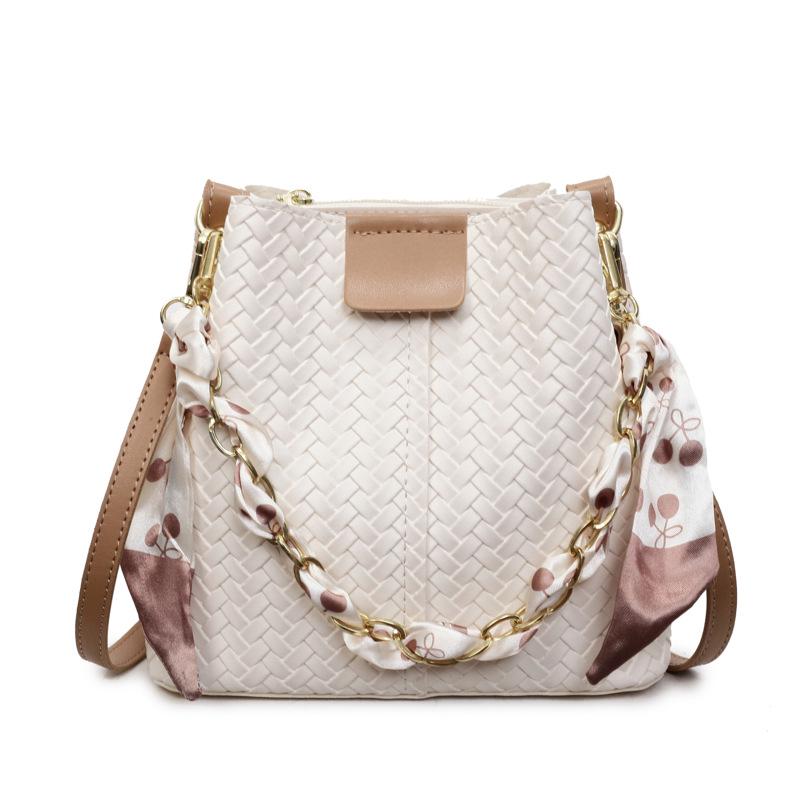 

2025 Women s Retro Bucket Bag: Stylish Crossbody Shoulder Bag with Chain брудно-білий