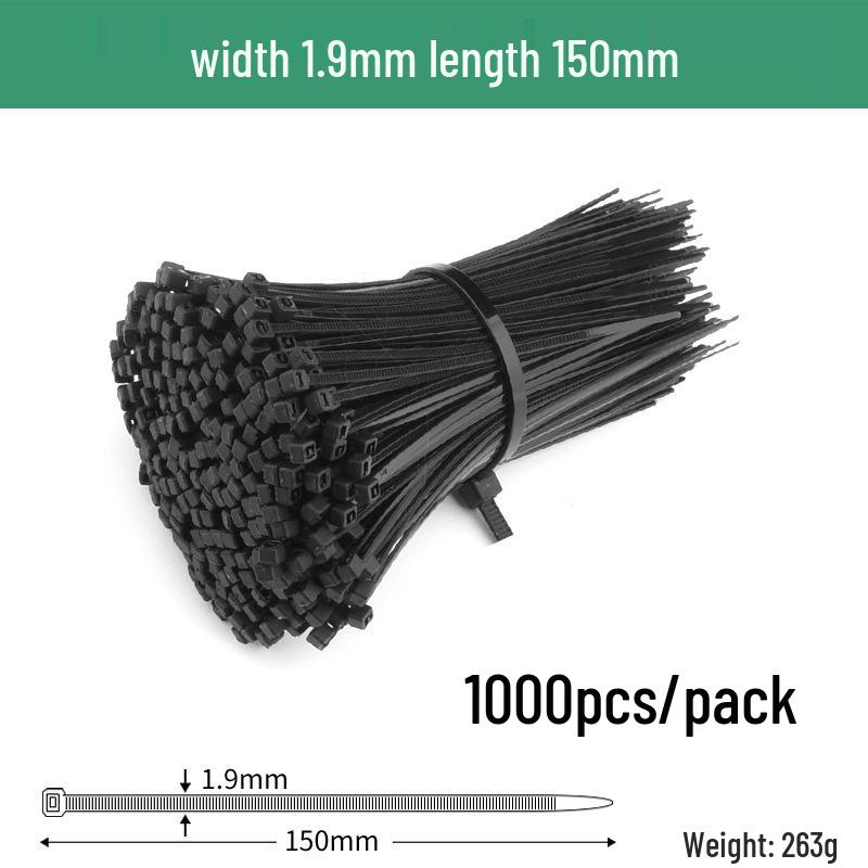 Black Self-Locking Nylon Cable Tie with Strong Anti-Theft Buckle