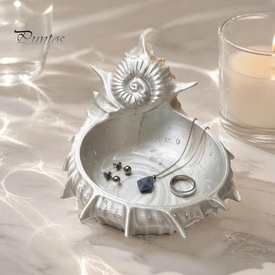 Ocean Theme Trinket Dish 3D Printed Conch Jewelry Tray, Sea Snail Bowl for Small Storage Tray Organizing Necklaces Earrings, Decorative Desk Organizer