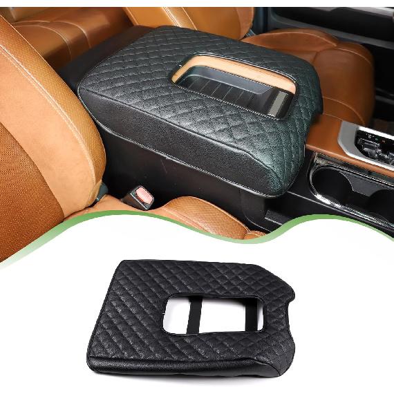LLKUANG Car Center Console Armrest Cover Pad Fit for Toyota Tundra 2007-2021 Waterproof Leather Seat Armrest Box Cushion Pad Protector (Black)