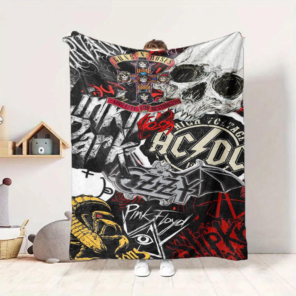 Metal Music Flannel Blanket Throw Blanket Soft Warm Sofa Bed Camping Car home Decor Unique Christmas Gift C9302876