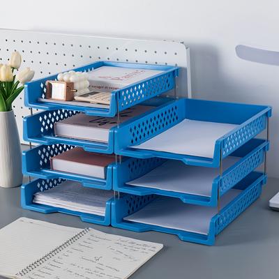 Office Stackable Layered File Rack Document Tray Holder Desktop Organizer Paper Storage Case Household Catagory Storage Shelf
