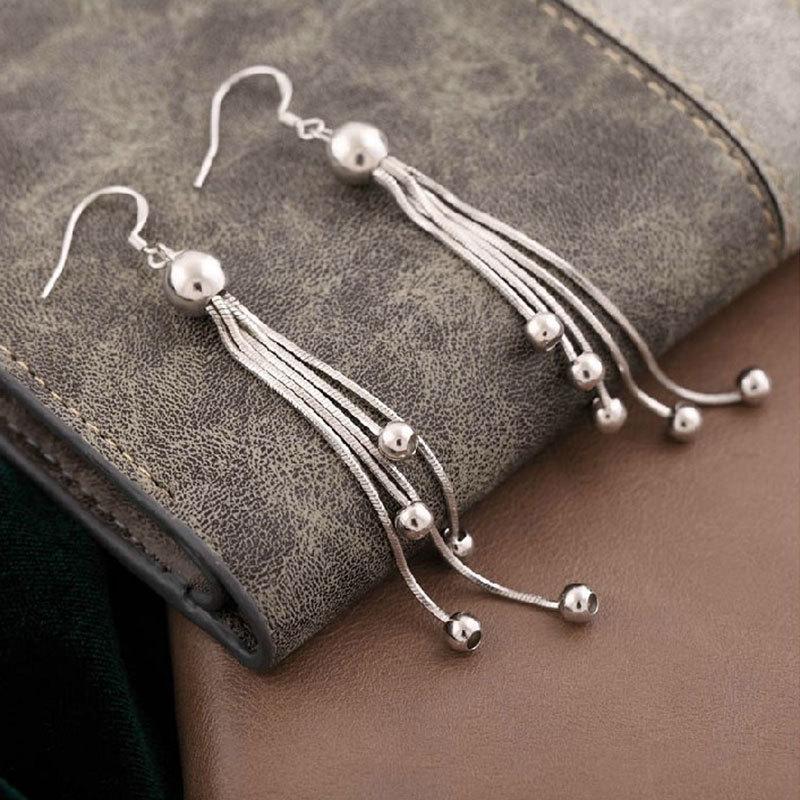 Korean Style Retro Beaded Tassel Drop Earrings for Women