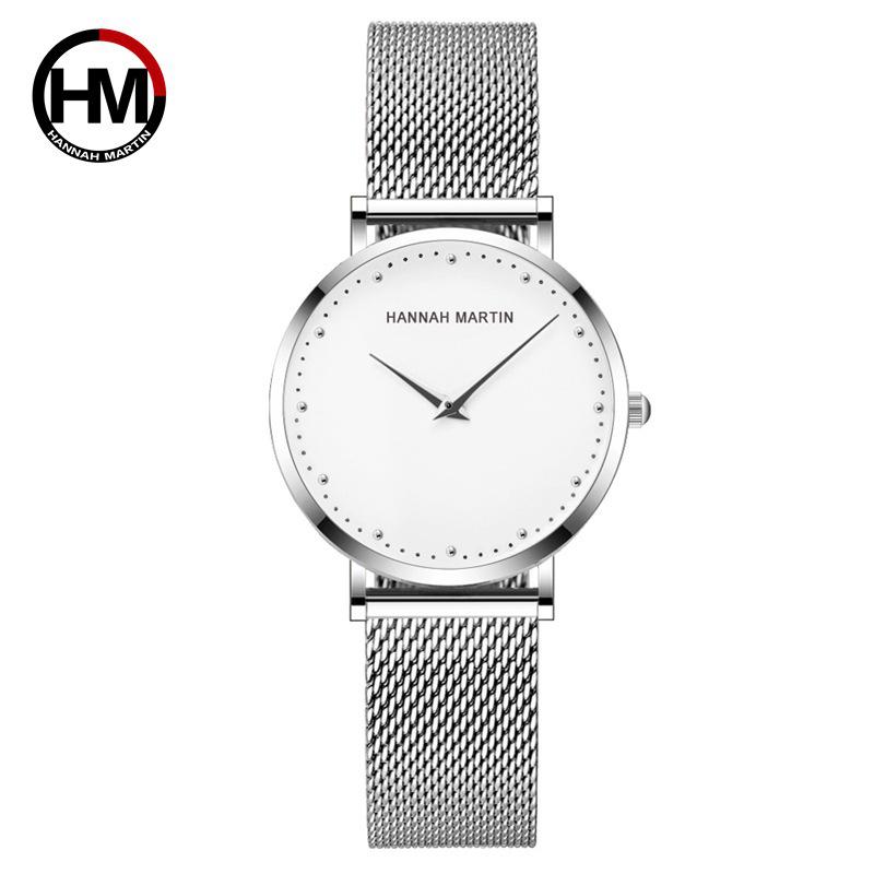 Hannah Martin Japanese Movement Stainless Steel Mesh Waterproof Watch
