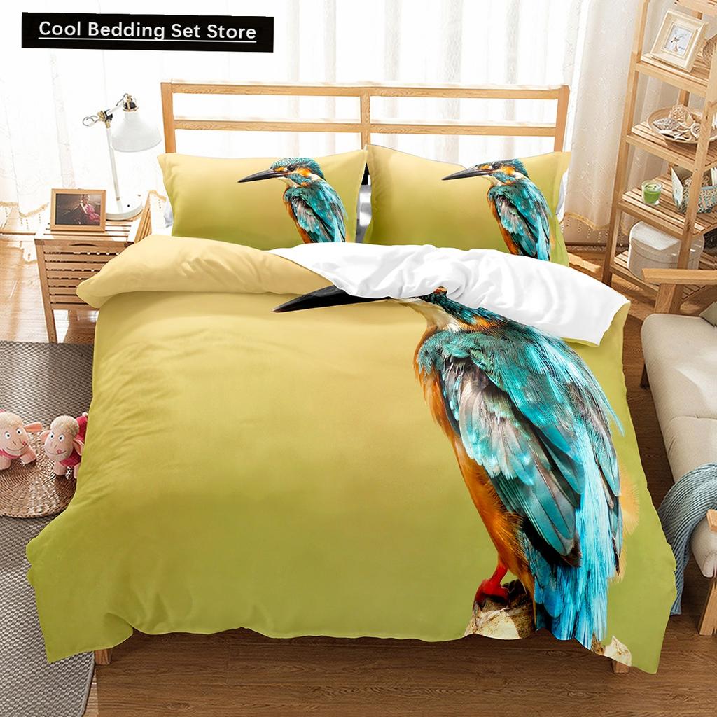 Red Rare Birds King Queen Duvet Cover Tropical Flying Animals Bedding Set Wildlife Quilt Cover 2/3Pcs Polyester Comforter Cover