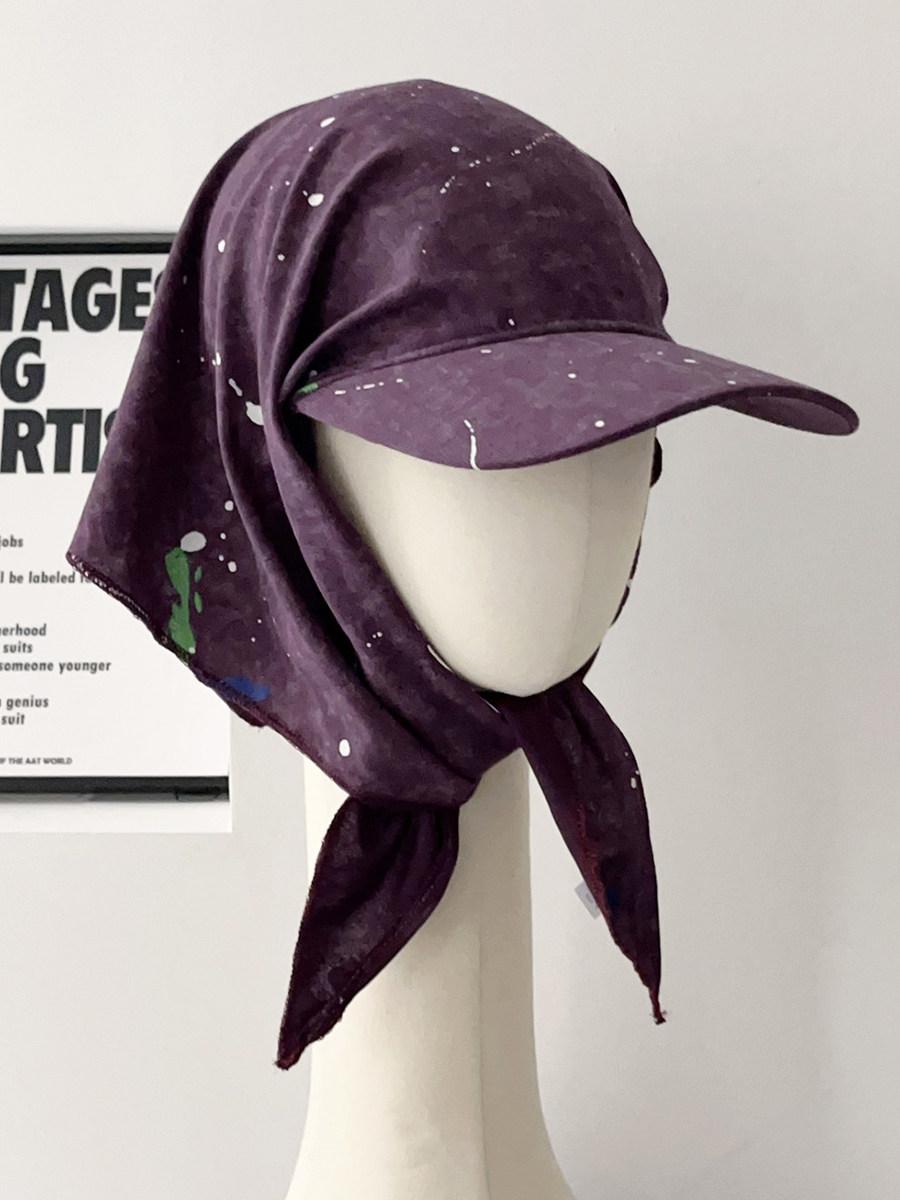 Zealous Sole Women's Purple 2026 New Irregular Graffiti Tie Back Sun Bandana Hat Fashion Casual All-Match Face Slimming Baseball Cap Head Scarf Hat 56-60Cm