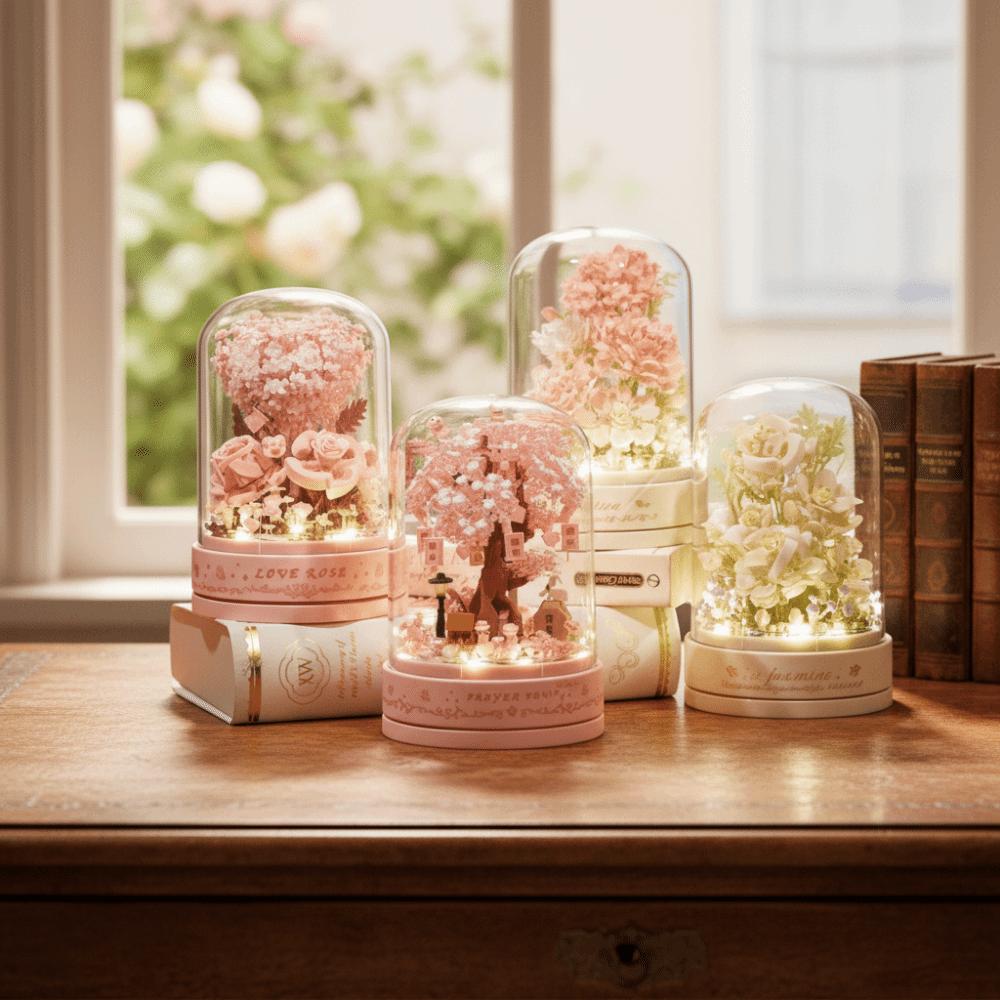 Exquisite Design Tree Building Block Kit With Ambient Light Flower Assembly Blocks Children Toy