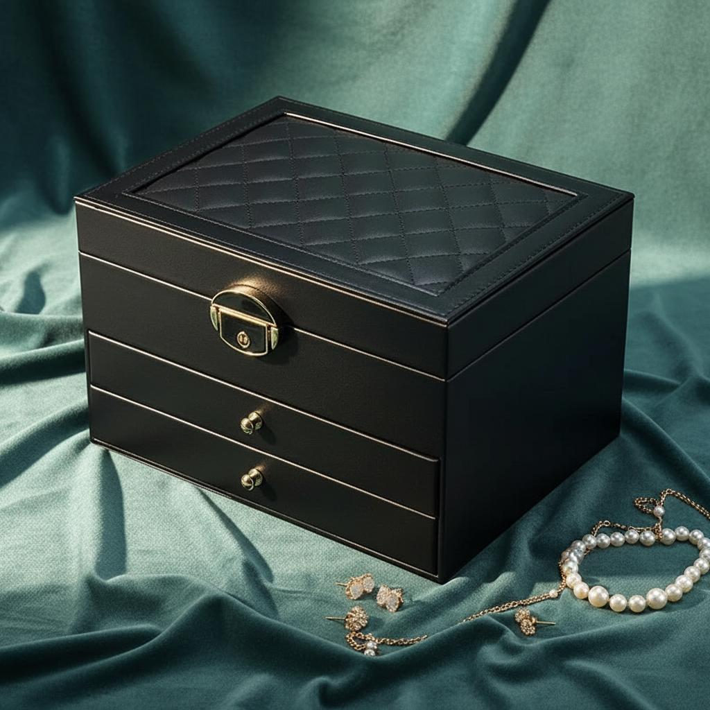 High-End Multi-Layer Drawer-Type Jewelry Box Household Large Capacity Earring Storage Organizer with Oxidation Finish