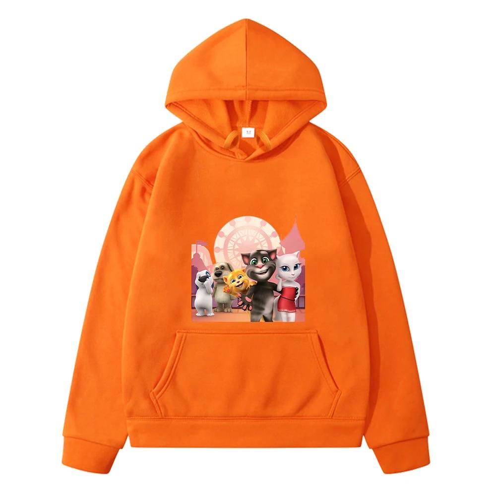 Christmas Talking tom cat print Kawaii hoodies boy jacket pullover y2k sudadera anime hoodie Fleece sweatshirt kids clothes girl+ Christma