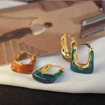 High Cold Fan Cold Wind Retro Green Earrings Earrings Women'S Light Luxury Niche High-End Sense Versatile Temperament Stud Earrings