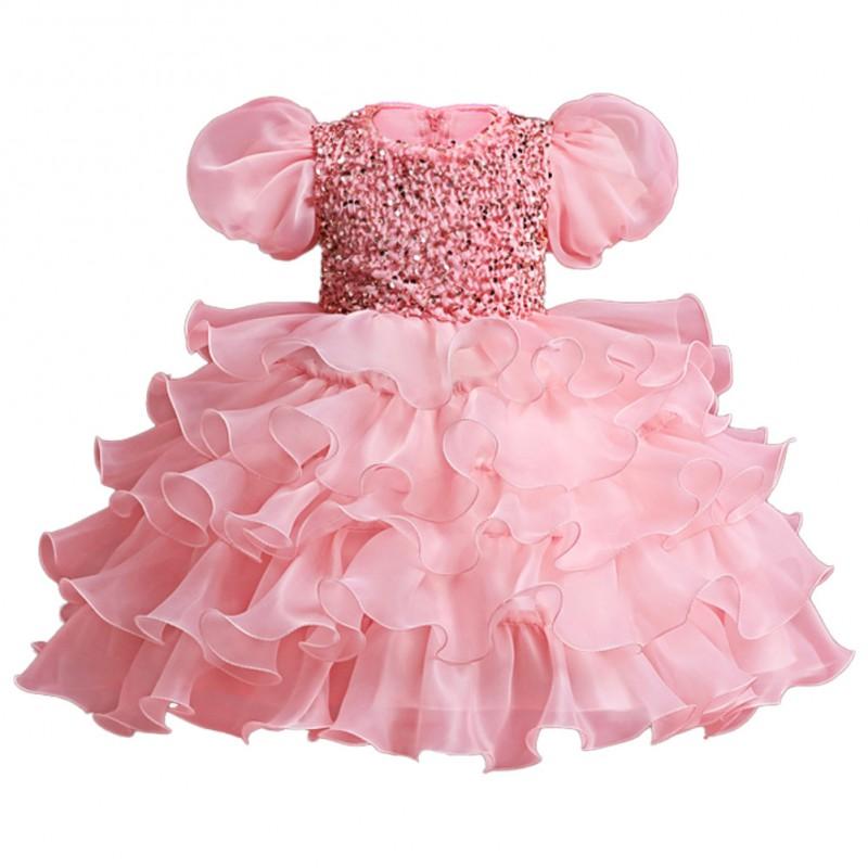 Girls Princess Tulle Dress Birthday Wedding Party Sequined Performance Gown