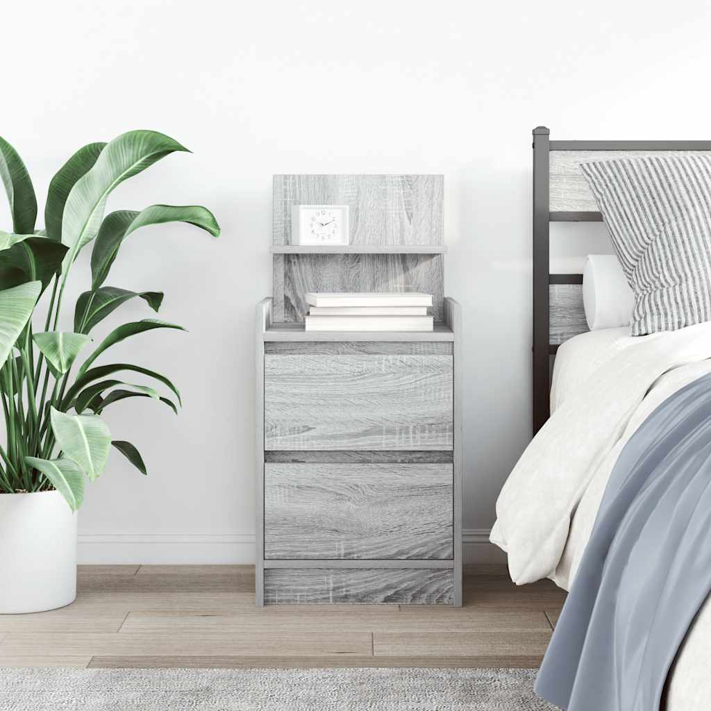 Nightstand with 2 Drawers Grey Sonoma 38 X 34 X 80 Cm
