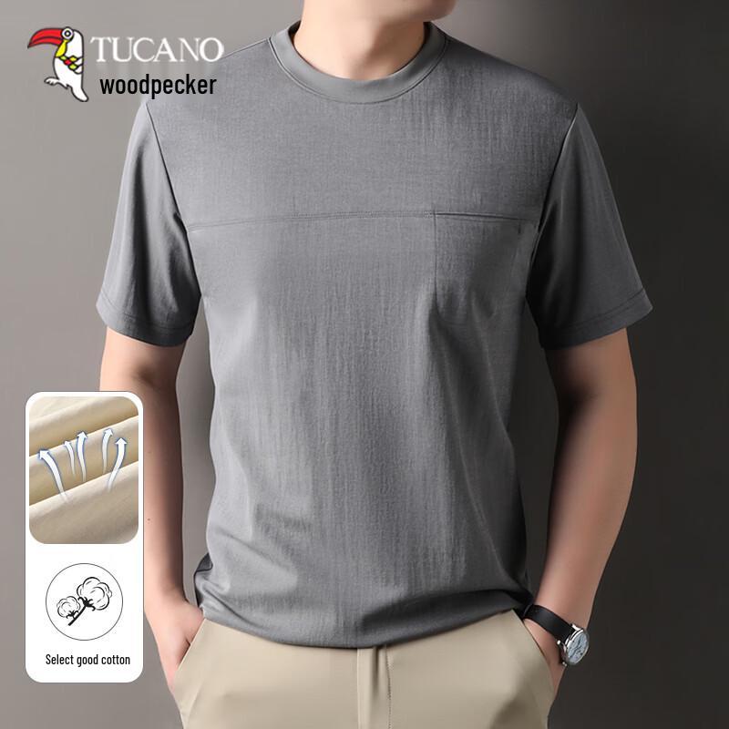 TUCANO Men s Summer Cotton-Linen Short Sleeve T-Shirt XL светло-серый