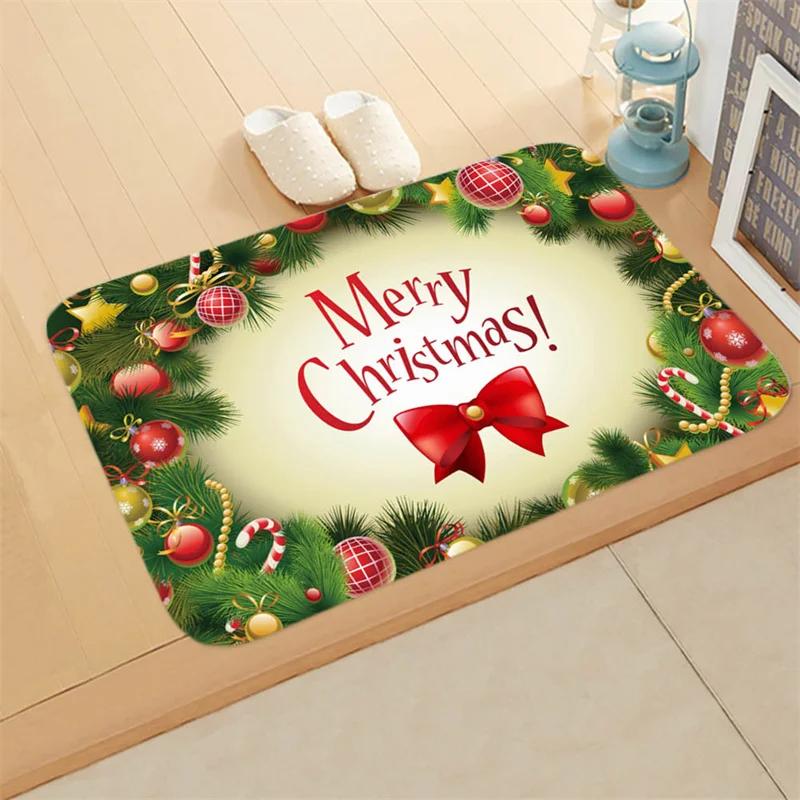 40X60Cm Christmas Outdoor Doormat Merry Christmas Tree Door Mat Red Non-Slip Floor Mats Decorative Entrance Door Rugs