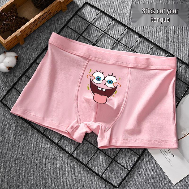 

Мужские боксеры из чистого хлопка с мультяшным Спанч Бобом - Милый розовый подарок для парня XL (115-130 jin)