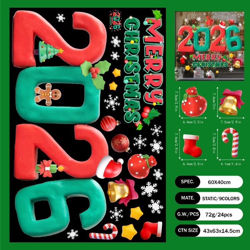 Christmas Window Stickers Christmas Wall Sticker Kids Room Wall Decals Merry Christmas Decorations For 2026 New Year Stickers