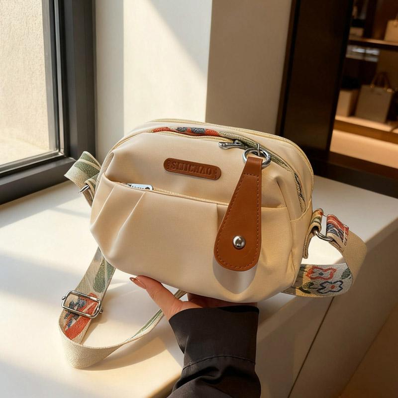 Trendy Multicolor Crossbody Bag Widen Belt Rectangle Single-Shoulder Bag Lightweight Oxford Cloth Tote Bag Daily Casual