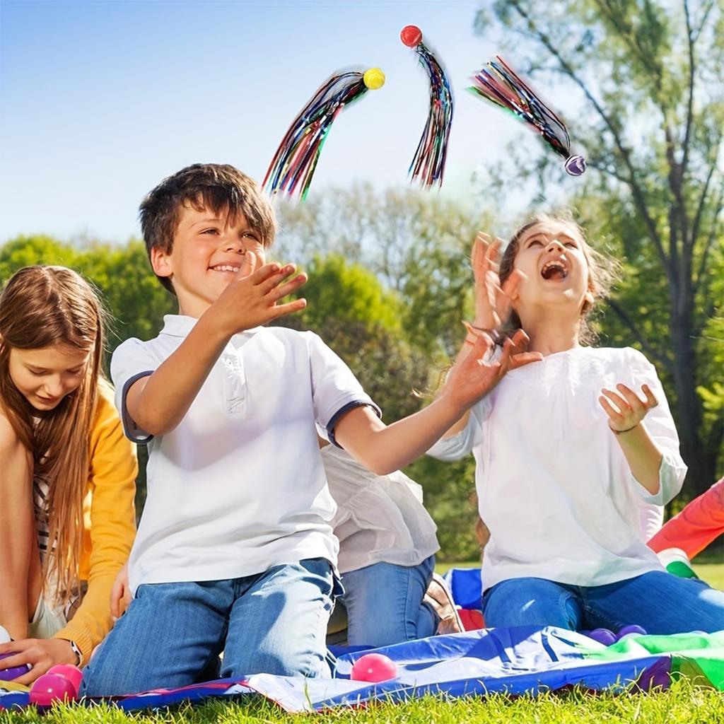 20pcs Gold Wire Ribbon Elastic Ball Interactive Shuttlecock Drawing Bouncing Ball Puzzle Toy