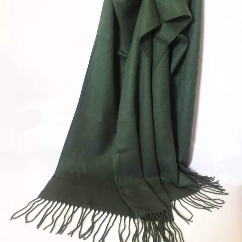 Warm Solid Color Cashmere Wool Scarf Winter Tassel Unisex Shawl Solid Color Scarf for Women