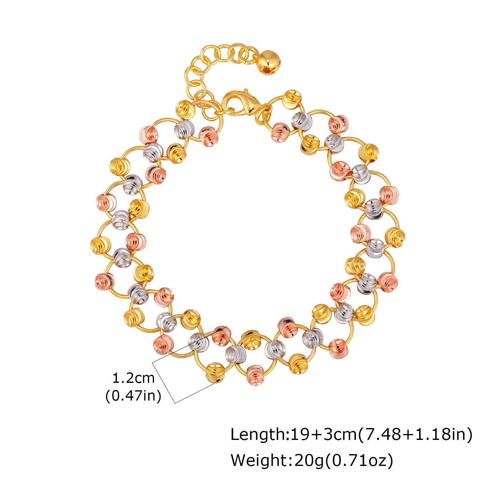 

Fashion Chic Three Color Beads Bracelet, Waterproof Metal Wrist Chain Charm Bracelet for Women Luxury Jewelry Gift