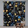 2Pcs Boho Curtain Cute Floral Black Curtain Rustic Country Flower Elegant Suitable For Bedroom Living Room Dining Room And