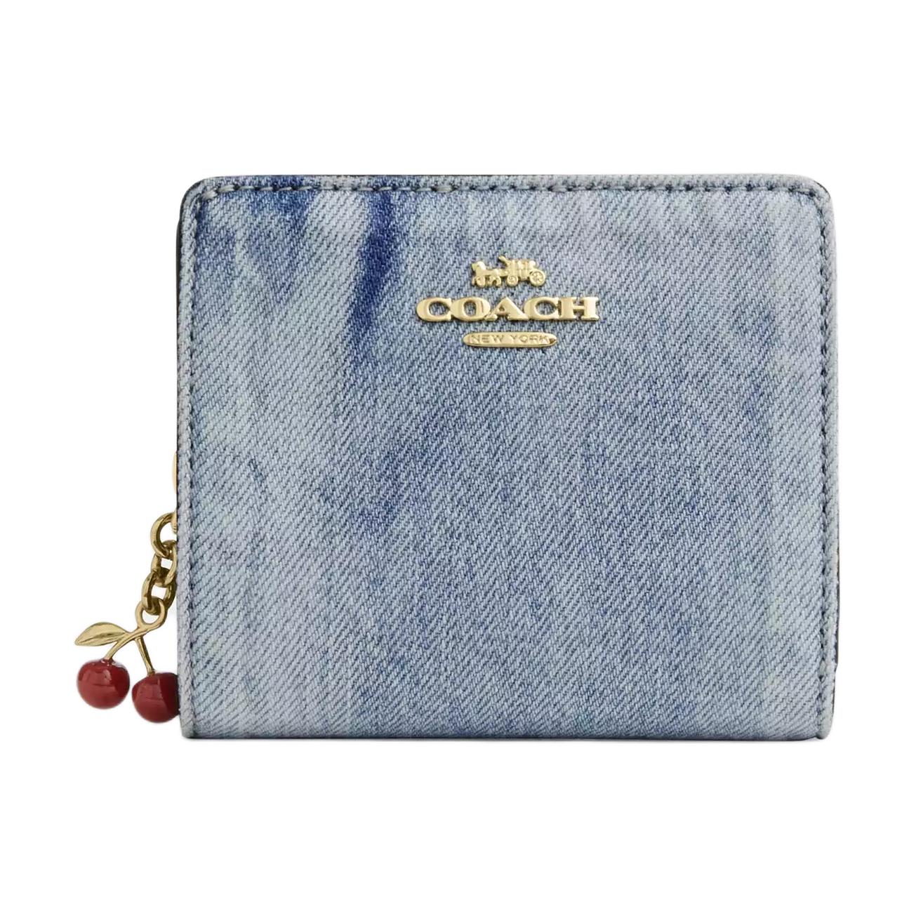 

Coach Snap Wallet Button Closure Denim And Leather Wallet Women Wallet Light-Indigo CEC35-IMNIM Light Indigo