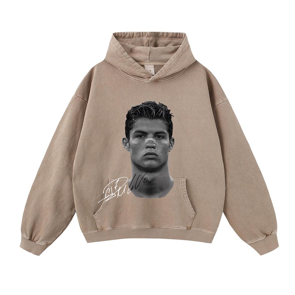 Autumn/Winter 420G Street Football Print Heavyweight Pullover Hoodie