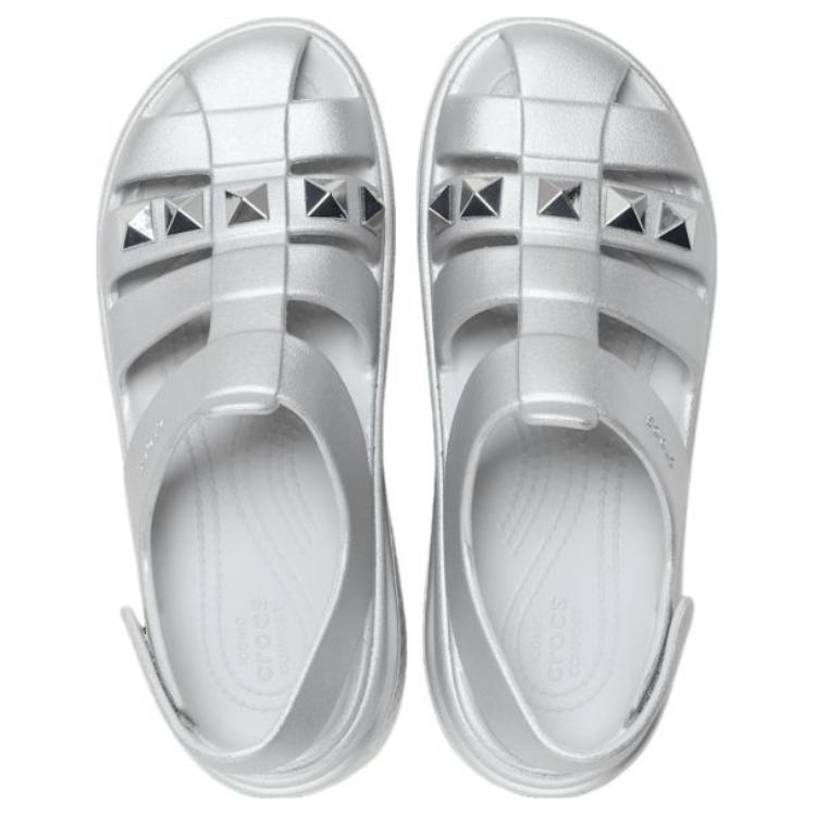 Crocs Stomp Comfortable Versatile Roman Sandals 5.9cm Women Sandals Silver 210409-040
