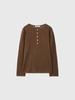 GENERALIDEA See-Through Henley Neck Pullover [Brown] / Gf1Lkp514