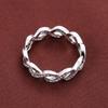 Zircon Inlaid Knotted Cable-Knit Copper Women's Fashion Ring