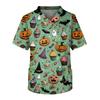Men's Short Sleeve V-Neck Halloween Print Chest Pocket Care Top