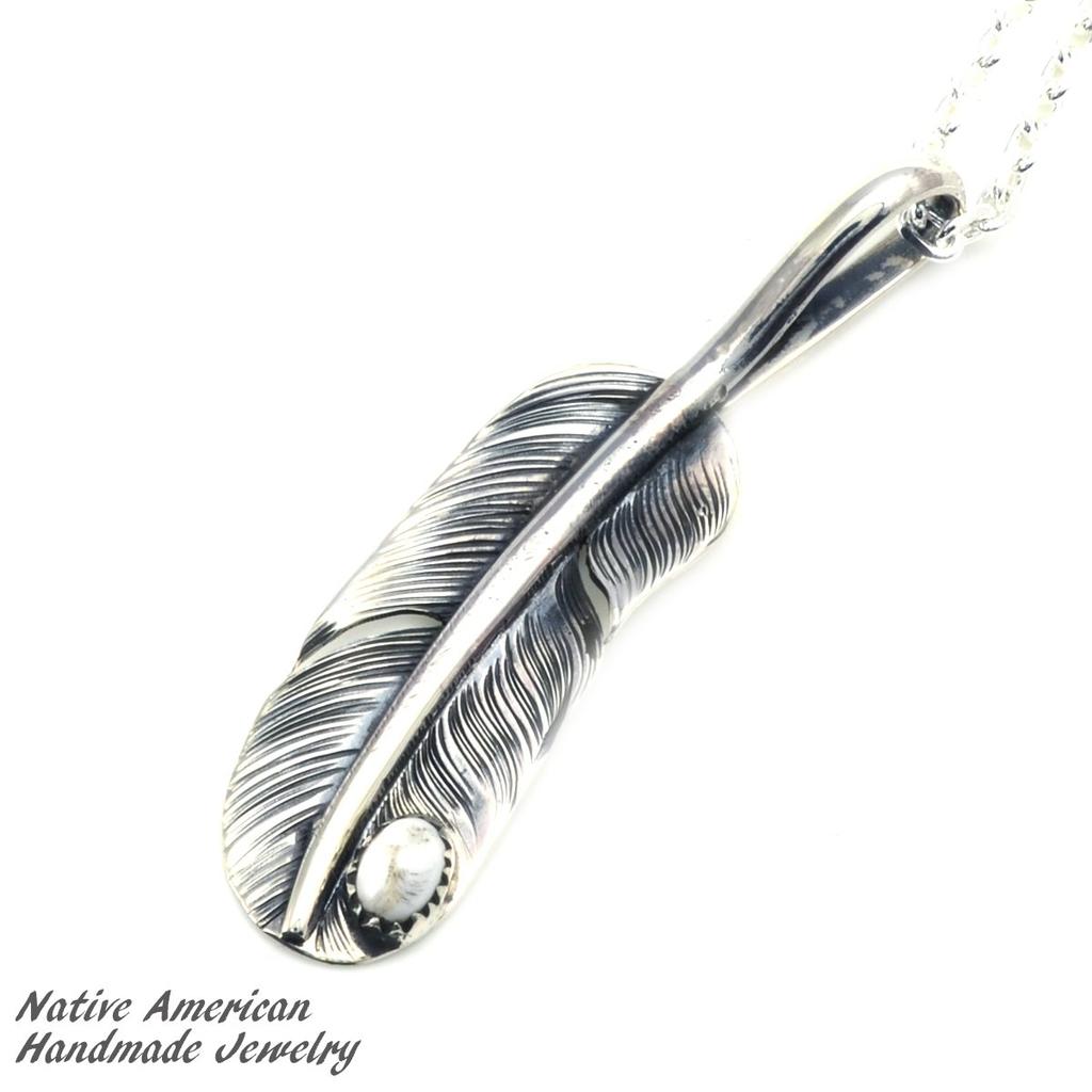 [STERLING SILVER 925] Feather Silver Necklace Pendant Chain AMTHANE-007